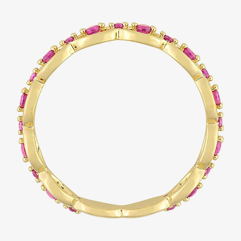 Womens Lab Created Red Ruby 18K Gold Over Silver Stackable Ring
