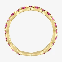 Womens Lab Created Red Ruby 18K Gold Over Silver Stackable Ring