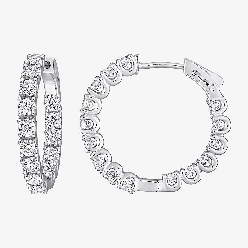 Womens 3 CT. T.W. Lab Created White Moissanite Sterling Silver 24.8mm Hoop Earrings