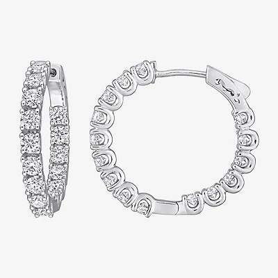 Womens 3 CT. T.W. Lab Created White Moissanite Sterling Silver 24.8mm Hoop Earrings