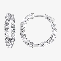 Womens 3 CT. T.W. Lab Created White Moissanite Sterling Silver 24.8mm Hoop Earrings