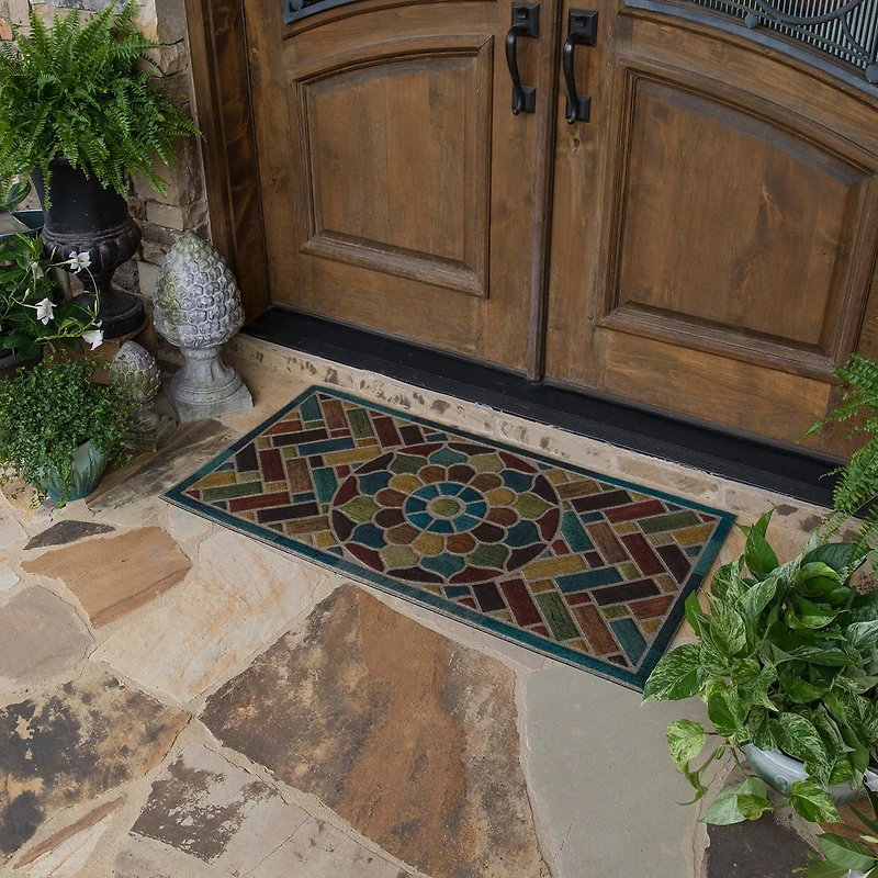 Mohawk Home Woodblock Garden Polyester 24"X48" Doormat