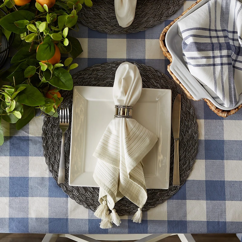 Design Imports Navy Buffalo Check Tablecloth