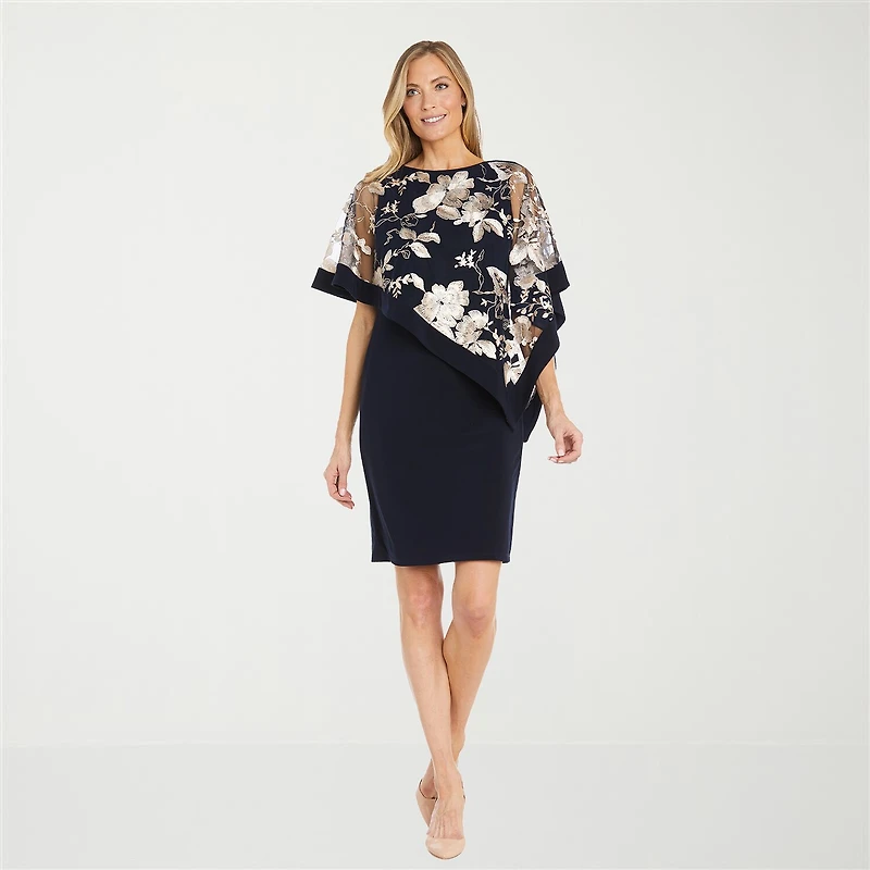 R & M Richards Womens Round Neck Sleeveless Sheath Dress