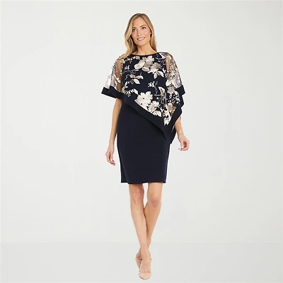 R & M Richards Womens Round Neck Sleeveless Sheath Dress