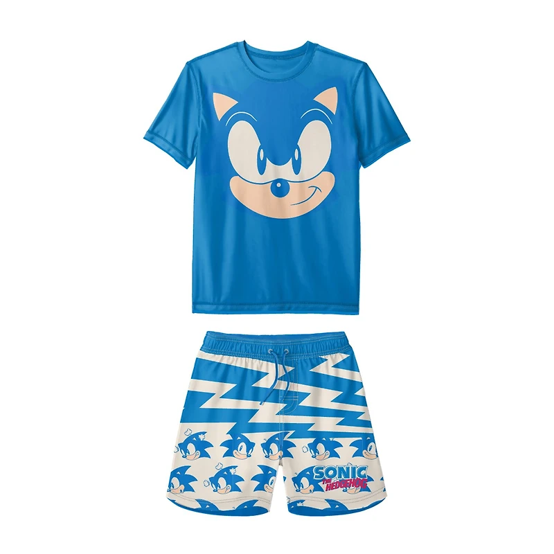 Little Boys UV Protection Sonic the Hedgehog 2-pc. Rash Guard Set