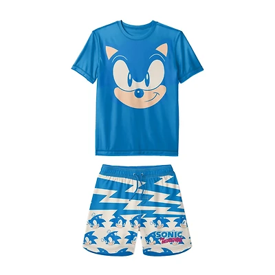 Little Boys UV Protection Sonic the Hedgehog 2-pc. Rash Guard Set