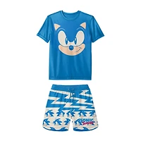 Little Boys UV Protection Sonic the Hedgehog 2-pc. Rash Guard Set