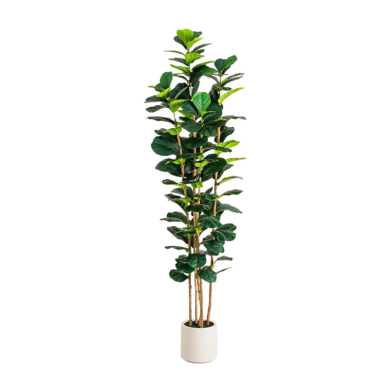 Nearly Natural 8ft Fiddle Leaf Decorative White Indoor Artificial Tree