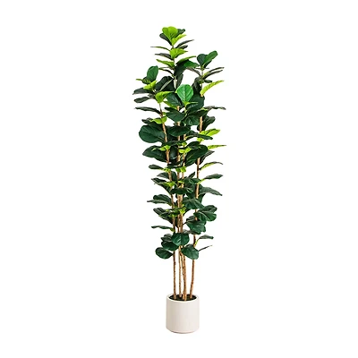 Nearly Natural 8ft Fiddle Leaf Decorative White Indoor Artificial Tree