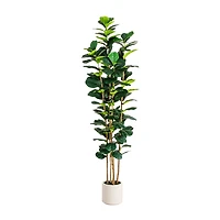 Nearly Natural 8ft Fiddle Leaf Decorative White Indoor Artificial Tree