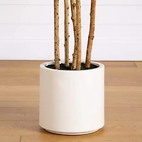Nearly Natural 8ft Fiddle Leaf Decorative White Indoor Artificial Tree