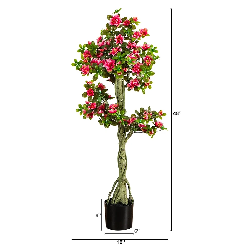 Nearly Natural 4ft Azalea Indoor Outdoor Artificial Tree
