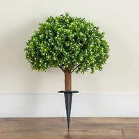 Nearly Natural 23" Flowering Boxwood Integrated Ground Stake Artificial Plant