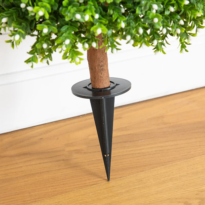 Nearly Natural 23" Flowering Boxwood Integrated Ground Stake Artificial Plant