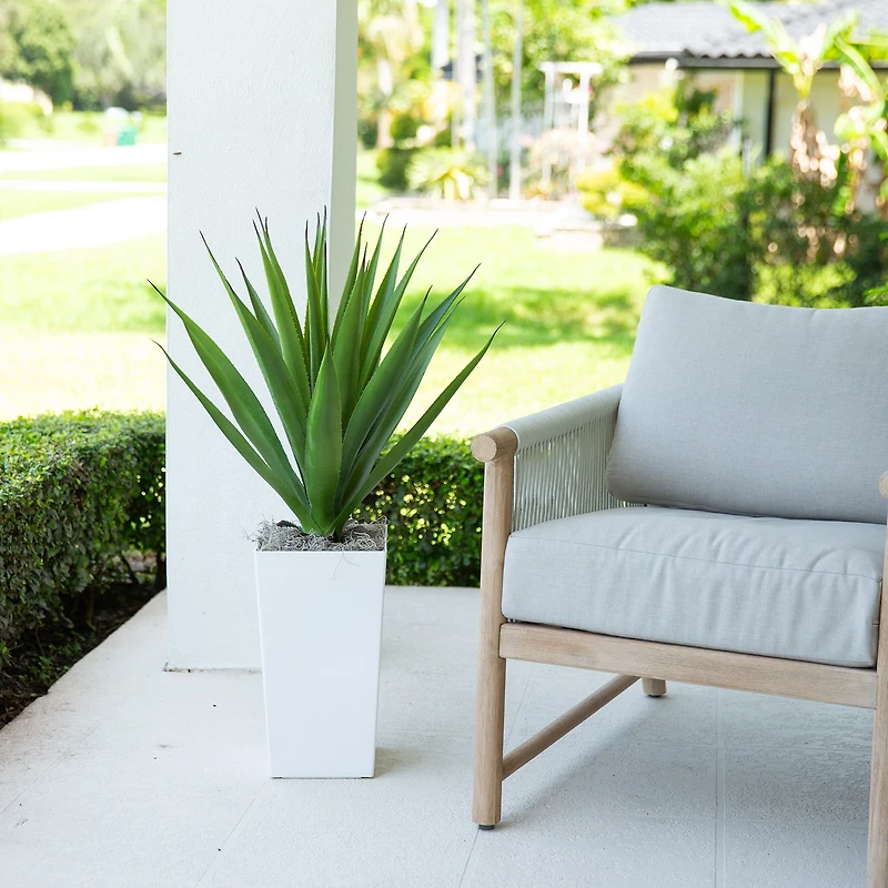 Nearly Natural 37" Agave White Tower Artificial Plant