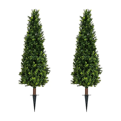Nearly Natural 2-pc. 4ft Boxwood Integrated Ground Stake Artificial Plant