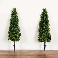 Nearly Natural 2-pc. 4ft Boxwood Integrated Ground Stake Artificial Plant