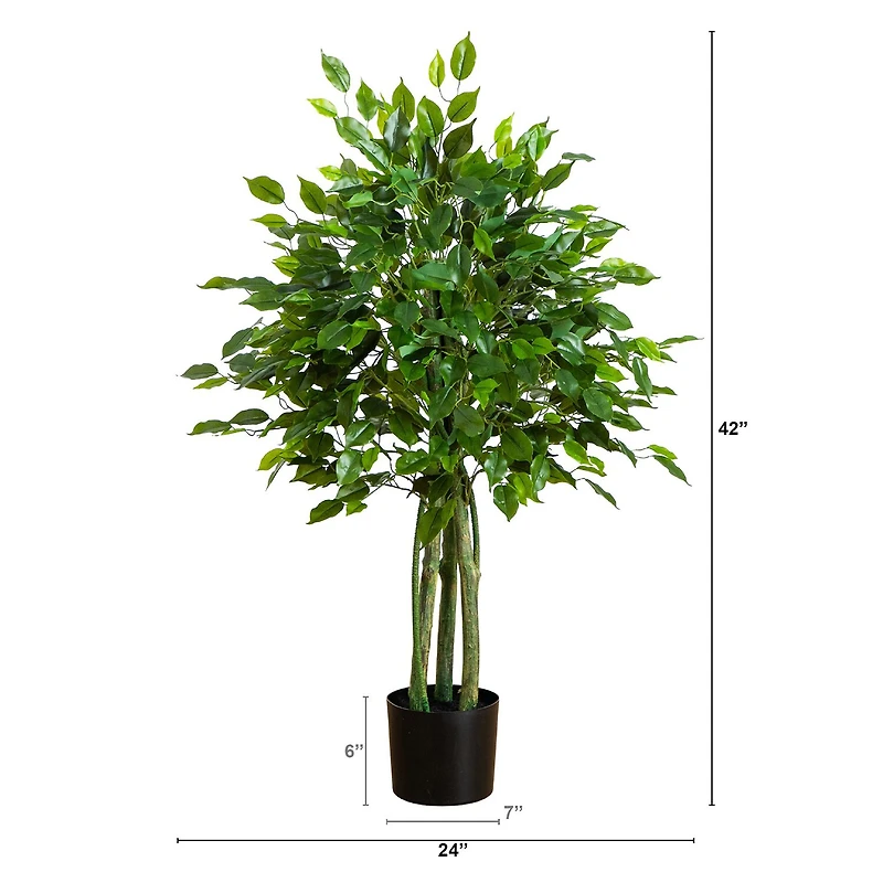 Nearly Natural 4ft Ficus Indoor Outdoor Artificial Tree