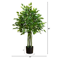 Nearly Natural 4ft Ficus Indoor Outdoor Artificial Tree