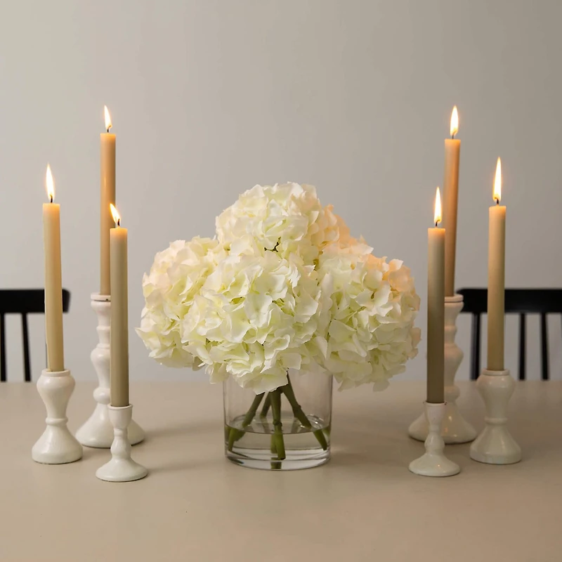 Nearly Natural 14" Hydrangea Glass Vase Artificial Flowers