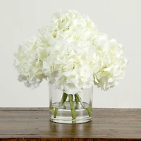 Nearly Natural 14" Hydrangea Glass Vase Artificial Flowers