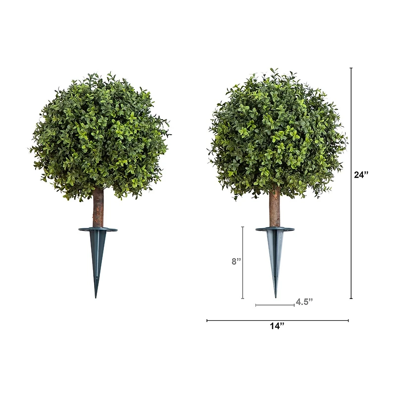Nearly Natural 2-pc. 2ft Boxwood Integrated Ground Stake Artificial Plant