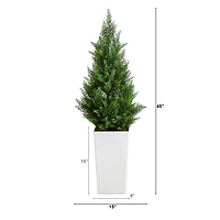 Nearly Natural 45" Cedar White Tower Indoor Outdoor Artificial Tree