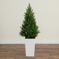 Nearly Natural 45" Cedar White Tower Indoor Outdoor Artificial Tree
