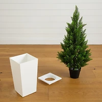 Nearly Natural 45" Cedar White Tower Indoor Outdoor Artificial Tree