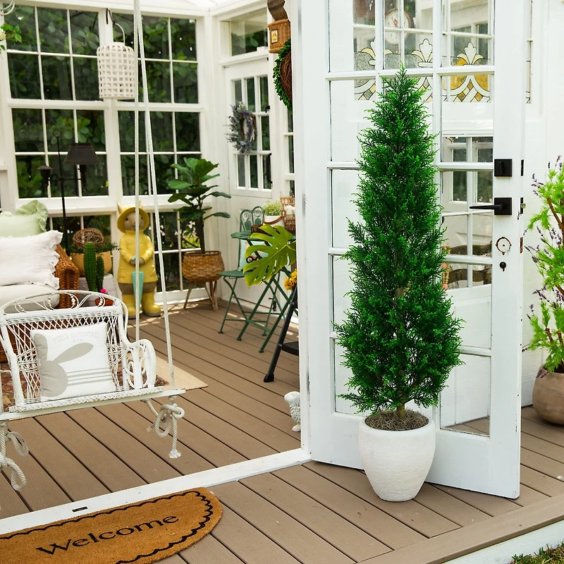 Nearly Natural 5ft Cypress Tower Indoor Outdoor Artificial Tree