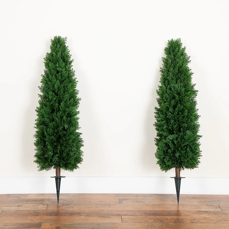 Nearly Natural 2-pc. 4ft Cedar Integrated Ground Stake Artificial Plant