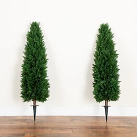 Nearly Natural 2-pc. 4ft Cedar Integrated Ground Stake Artificial Plant