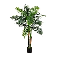 Nearly Natural 4ft Double Robellini Palm Indoor Outdoor Artificial Tree