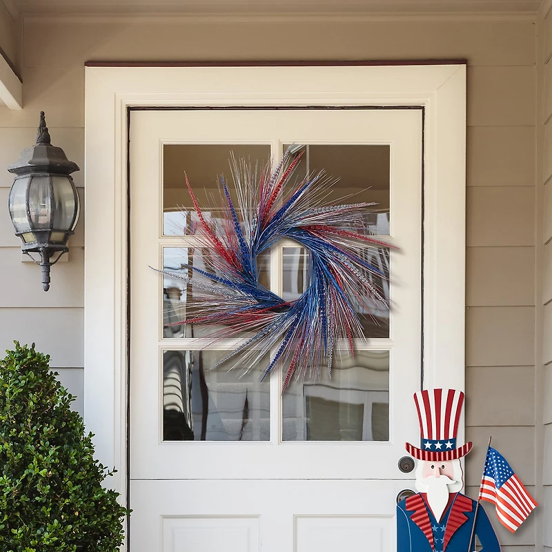 Glitzhome 24" Tinsel And Heather Wreath