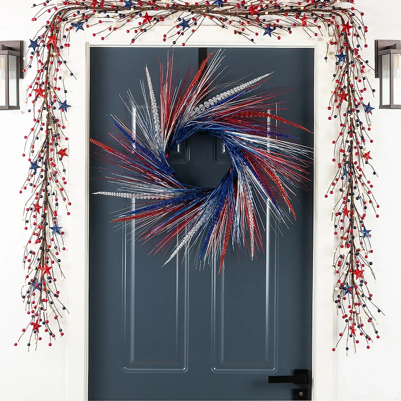 Glitzhome 24" Tinsel And Heather Wreath