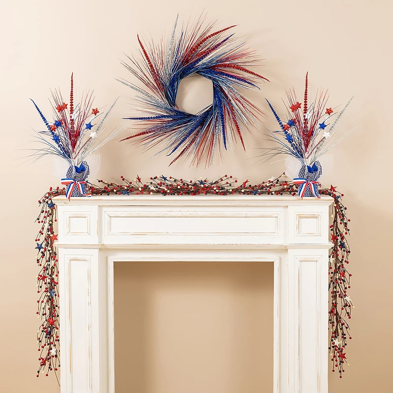 Glitzhome 24" Tinsel And Heather Wreath
