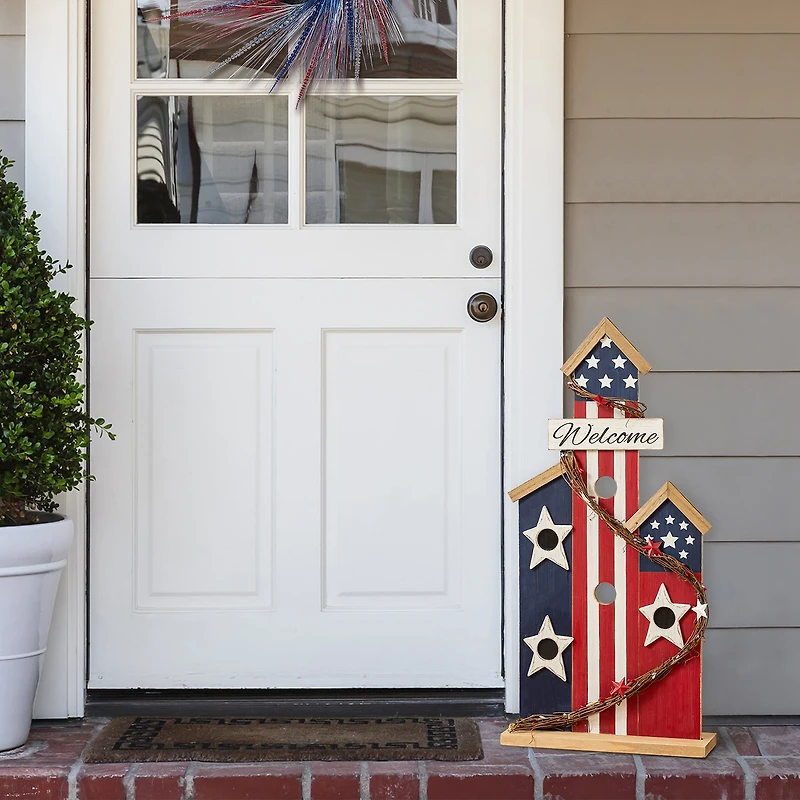 Glitzhome 30" Wooden Birdhouse Porch Sign