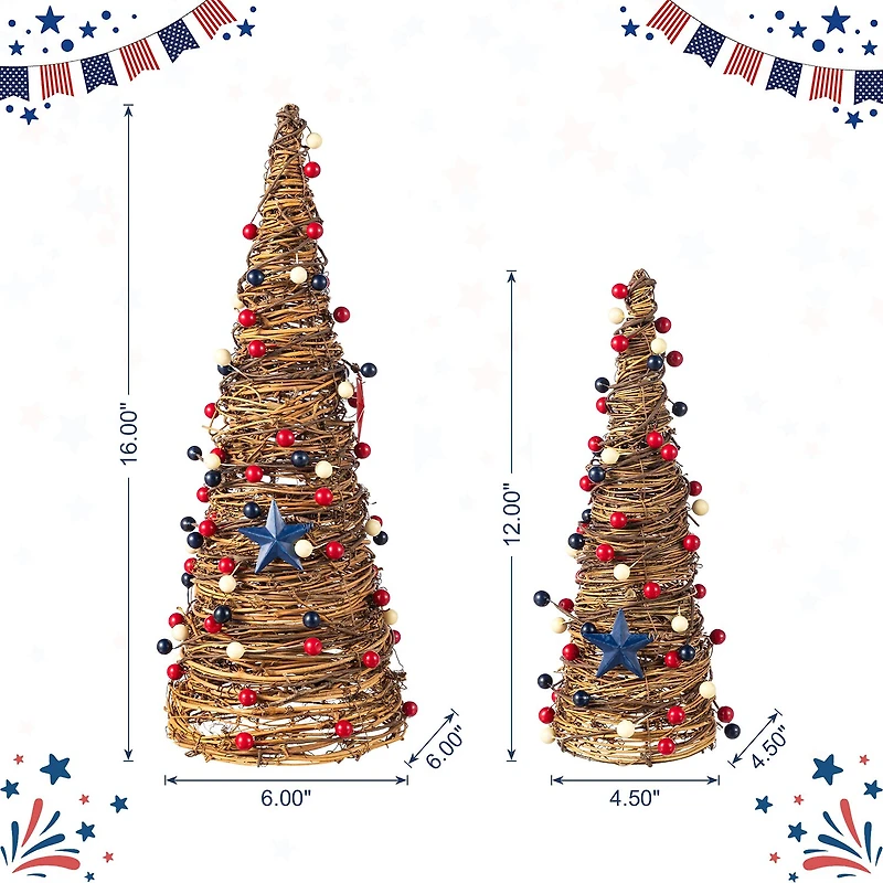 Glitzhome Stars And Berry Cone Tabletop Tree