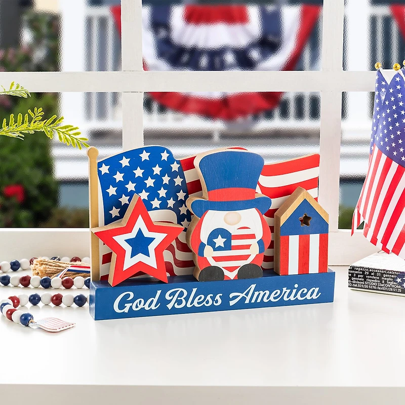Glitzhome 12" Wooden Block Tabletop Decor
