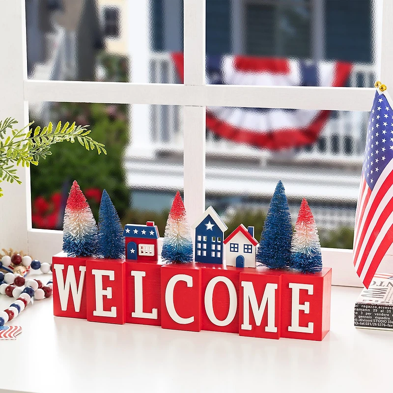 Glitzhome 14" Wooden House Tabletop Decor