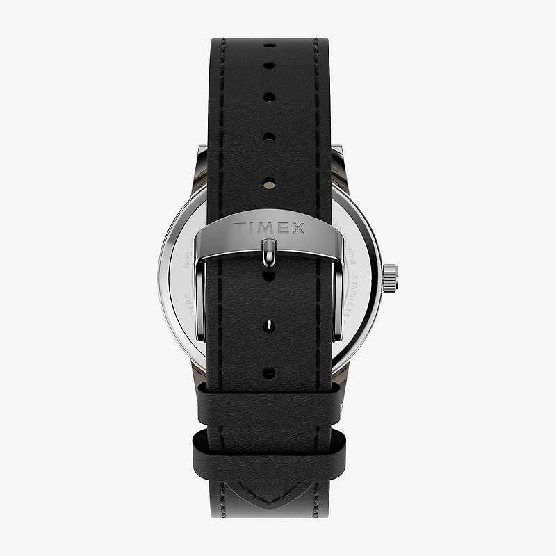Timex Mens Black Leather Strap Watch Tw2y67400jt