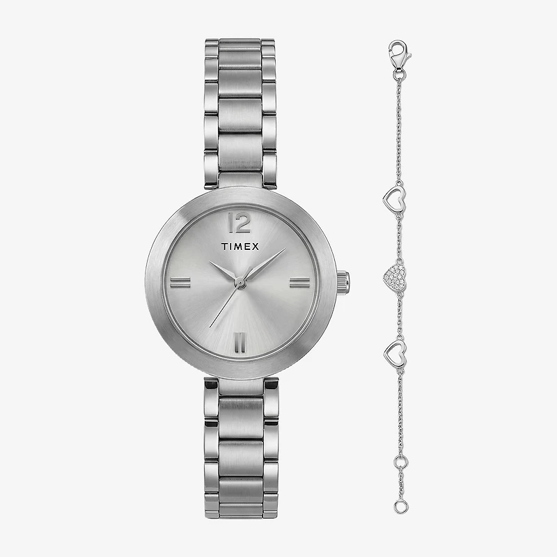 Timex Womens Silver Tone 2-pc. Watch Boxed Set Twg068000ji