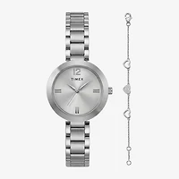 Timex Womens Silver Tone 2-pc. Watch Boxed Set Twg068000ji