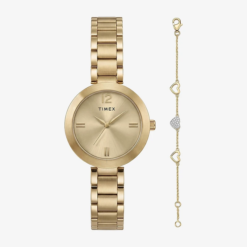 Timex Womens Gold Tone 2-pc. Watch Boxed Set Twg068100ji