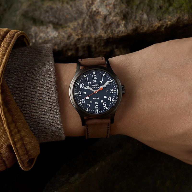 Timex Mens Brown Leather Strap Watch Tw2y63100jt