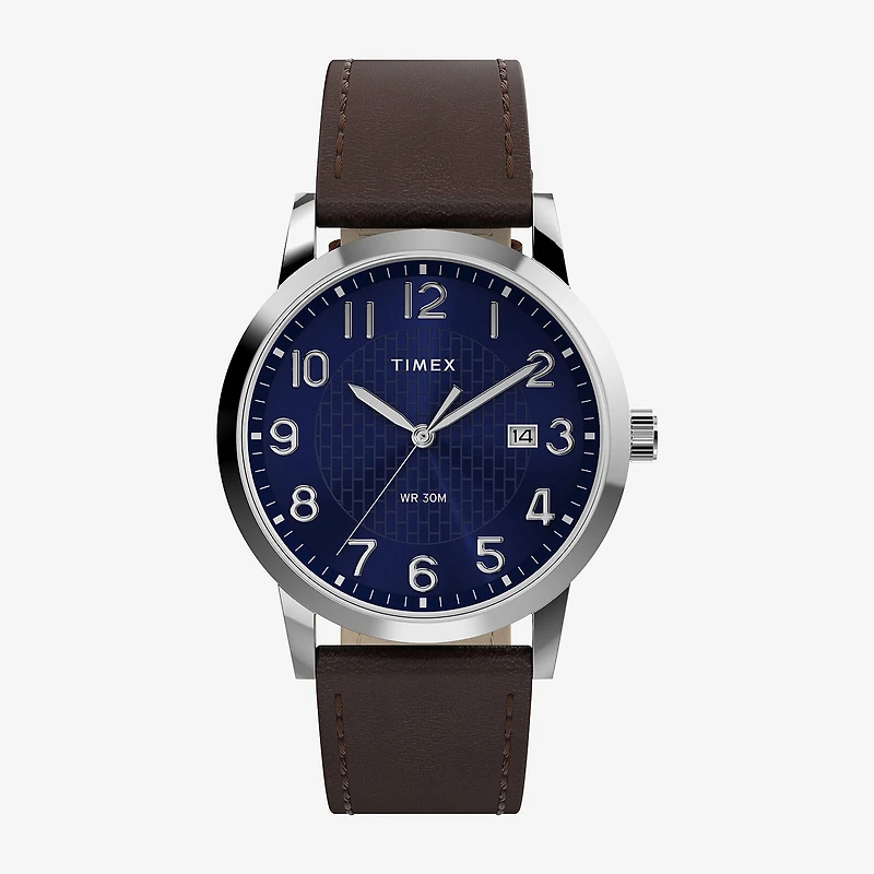 Timex Mens Brown Leather Strap Watch Tw2y67500jt