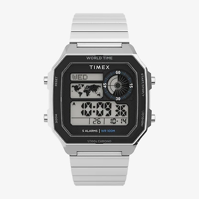 Timex Mens Digital Silver Tone Stainless Steel Bracelet Watch Tw5m68900jt
