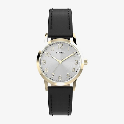 Timex Womens Black Leather Strap Watch Tw2y67200jt