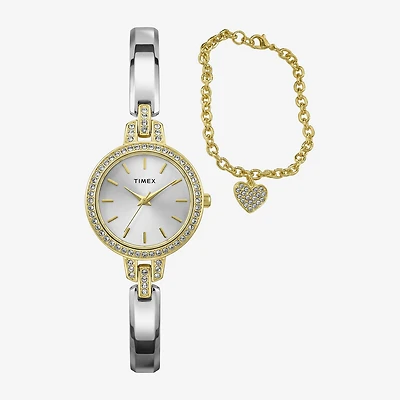 Timex Womens Two Tone 2-pc. Watch Boxed Set Twg067800vq